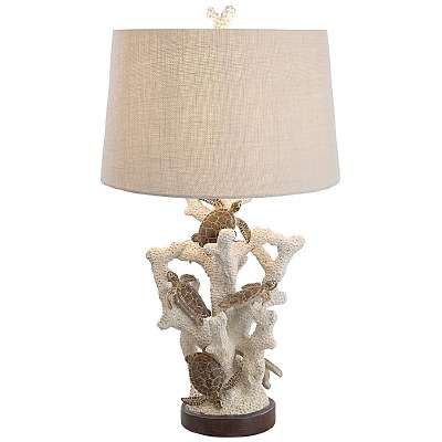 30" Five Turtles on Faux Coral Table Lamp
