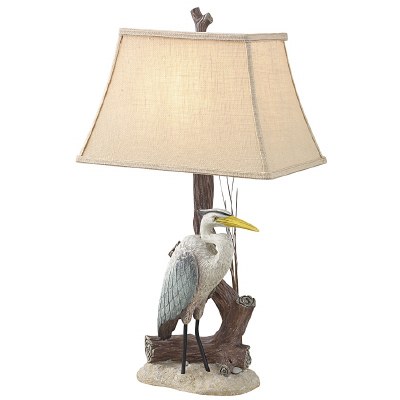 31" Heron on Driftwood Polyresin Table Lamp
