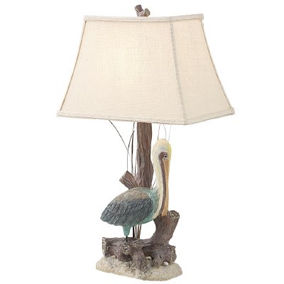 31" Pelican on Driftwood Polyresin Table Lamp