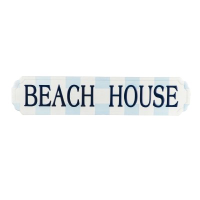 8" x 37" "Beach House" Metal Wall Plaque