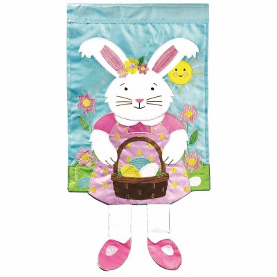 18" x 13" Girl Bunny With Dangling Legs Mini Garden Flag
