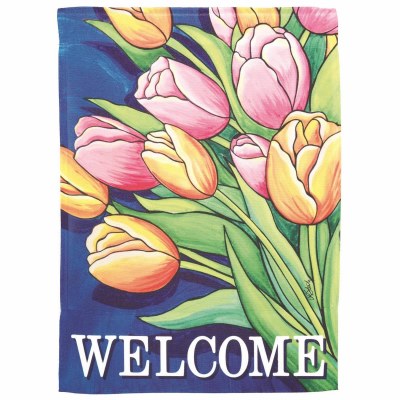 18" x 13" "Welcome" Tulips Mini Garden Flag