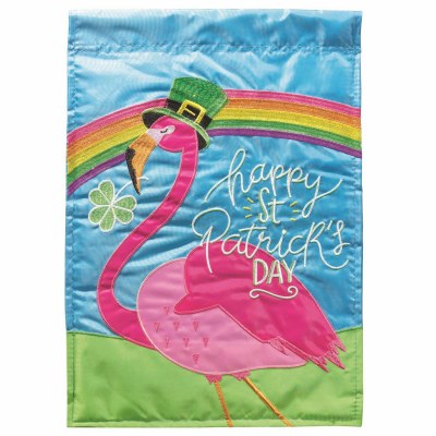18" x 13" "Happy St. Patrick's Day" Flamingo Mini Garden Flag