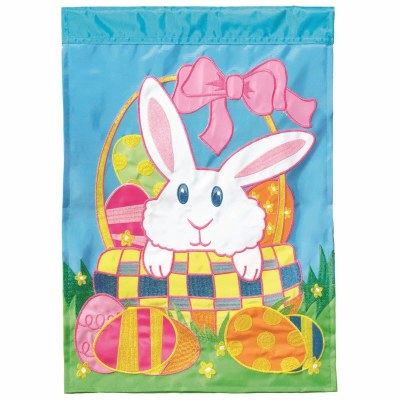 18" x 13" Bunny in a Basket Mini Garden Flag