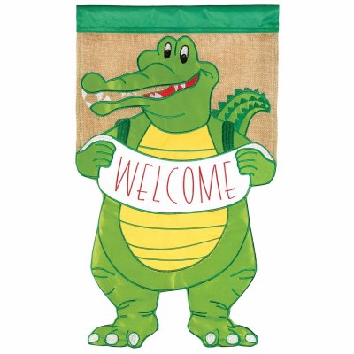 18" x 13" "Welcome" Alligator With Dangle Legs Mini Garden Flag