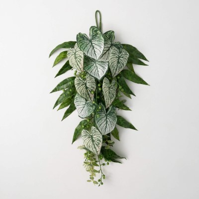 34" Faux Green and White Caladium Drop