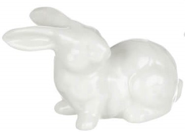 2" White Ceramic Bunny With Head Back