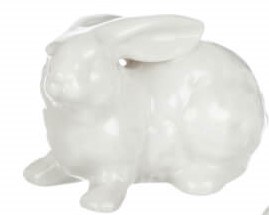 2" White Ceramic Bunny With Head Turned