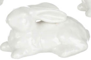 2" White Ceramic Bunny Laying