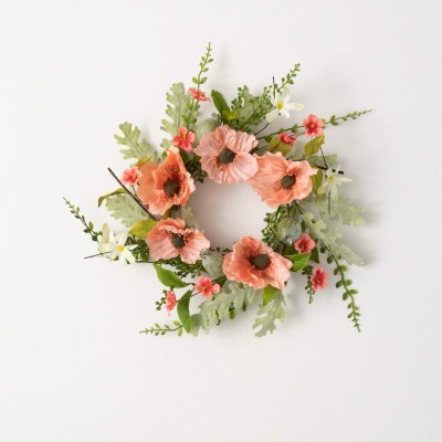 6.5" Opening Faux Peach Poppy Candle Ring
