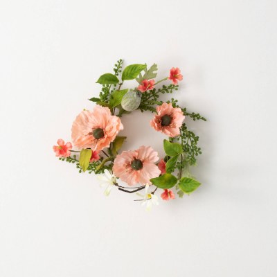 4.5" Opening Faux Peach Poppy Candle Ring
