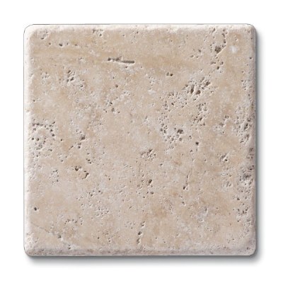 Set of Four 4" Sq Natural Travertine Coasters