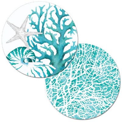 14" Round Coral Life Reversible Placemat