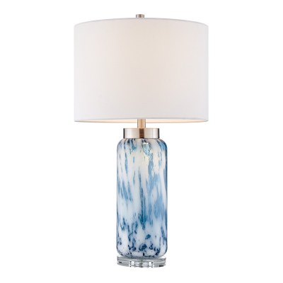 30" Blue and White Glass Column Night Light Lamp