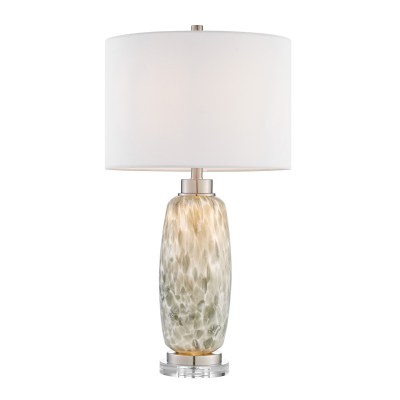 30" Taupe and White Glass Night Light Lamp