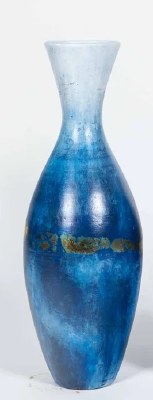35" Blue and Gold Ceramic Vase