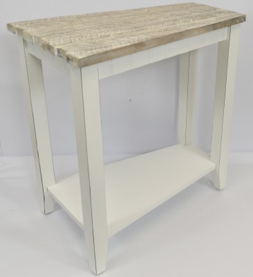 24" Gray Top White Corner Table