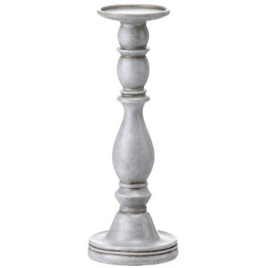 12" Gray Polyresin Pillar Candleholder