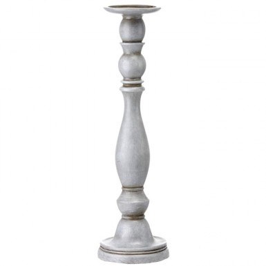 17" Gray Polyresin Pillar Candleholder