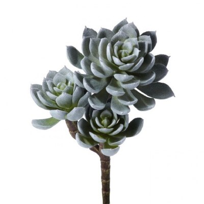 7" Faux Gray and Green Triple Spoon Succulent