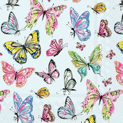 5" Square Multicolor Butterfly Medley Beverage Napkins