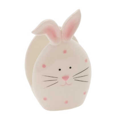 5" White Bunny Ceramic Napkin Holder
