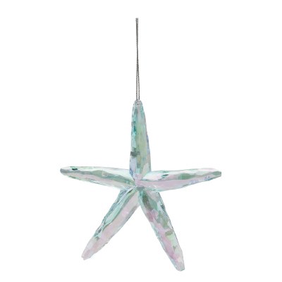 5" Clear Iridescent Acrylic Starfish Ornament
