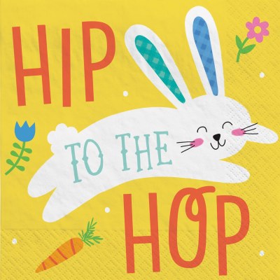 5" Square "Hip to the Hop" Bunny Beverage Napkins