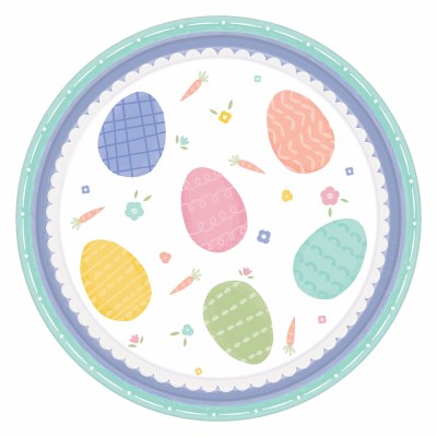 Pack of Eight 7" Round Multipastel Egg Paper Plates