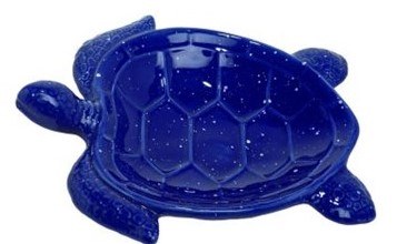 7" Dark Blue Ceramic Turtle Dish