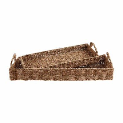 12" x 30" Seagrass Tray With Handles by Mud Pie