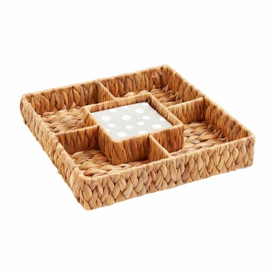 13" Square Woven Five Comparment Tray With Beverage Napkins by Mud Pie