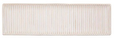 5" x 16" Distressed White Textured Ceramic Tray With Handles by Mud Pie