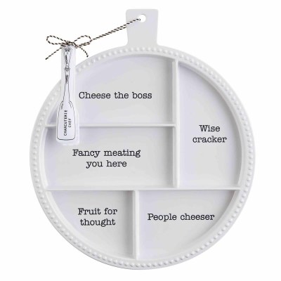 13" Round Melamine Charcuterie Board With Tongs by Mud Pie