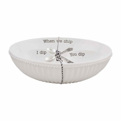 12" Round Chip Bowl With Two Dip Spoons by Mud Pie