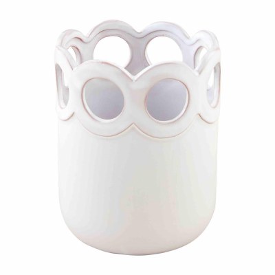 7" White Ring Top Utensil Holder by Mud Pie