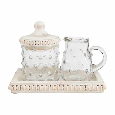 4" Clear Dots Sugar and Cream Tray Set by Mud Pie