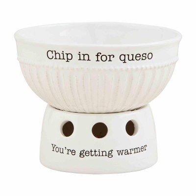 6" Round Queso Bowl With a Warmer by Mud Pie