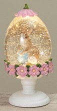 11" LED Brown Bunny in a Glitter Egg