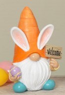 6" Carrot Holding a Welcome Sign Easter Gnome