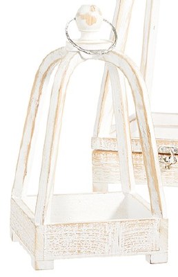 13" White Wash Wood Arch Lantern