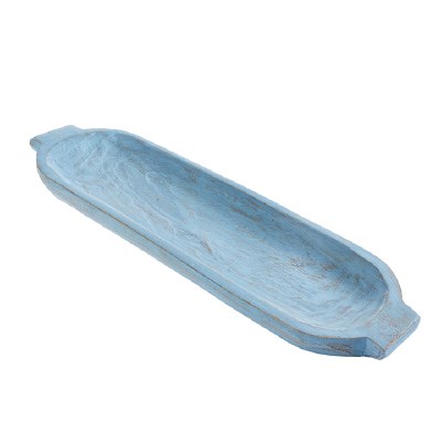 8" x 28" Blue Wood Bowl