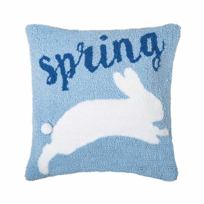 16" Sq Blue "Spring" Bunny Decorative Easter Pillow