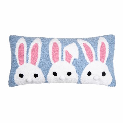 12" x 24" White Bunny Trio Decorative Easter Pillow