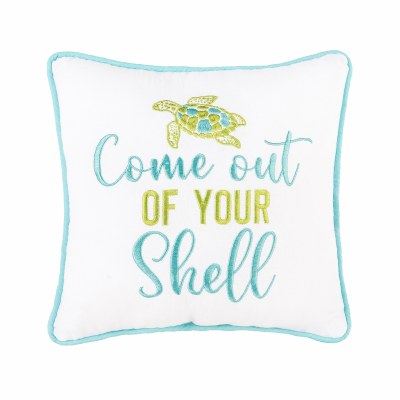 10" Sq "Come Out of Your Shell" Decorative Turtle Pillow