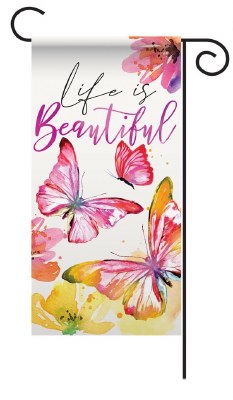 13" "Life is Beautiful" Butterfly Flag Stake