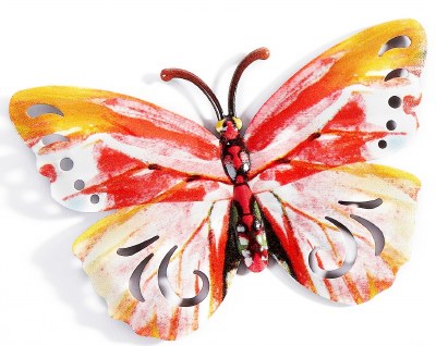 Orange and Red Metal Butterfly Wall Art Plaque
