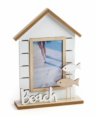 4" x 6" White and Natural Beach House Picture Frame