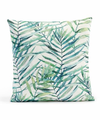 17" Sq Green Palm Fronds Decorative Pillow