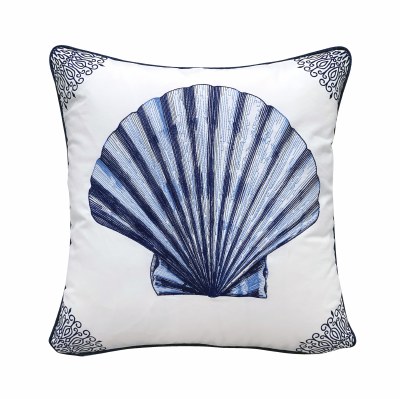 20" Sq Blue Scallop Shell Decorative Indoor/Outdoor Pillow